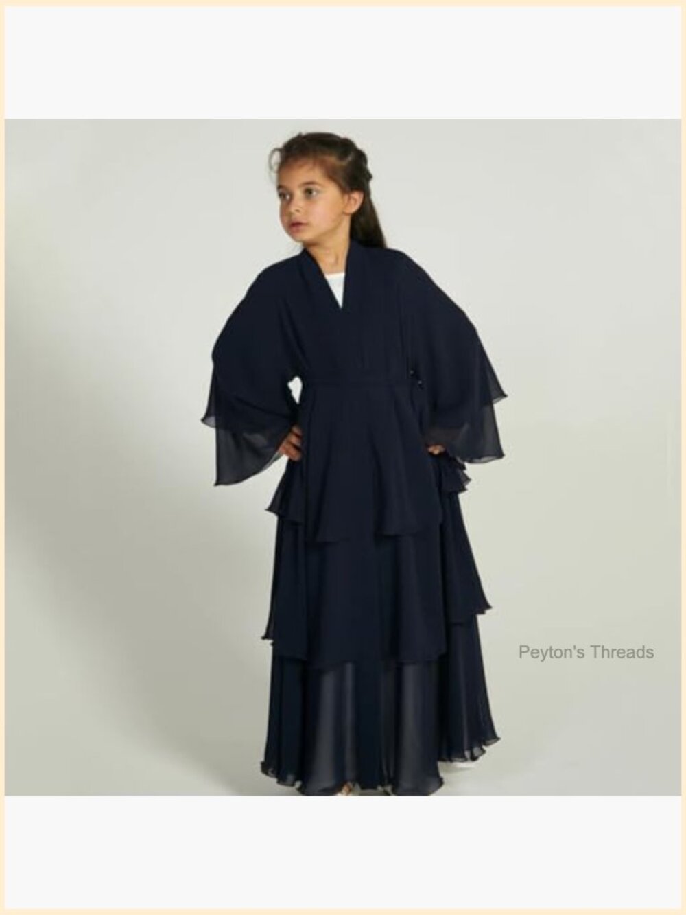Girls Muslim Open Front Cardigan Abaya Dress Kaftan Maxi - Picture 6 of 6
